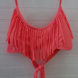 Xhilaration Coral Fringe Bikini Top